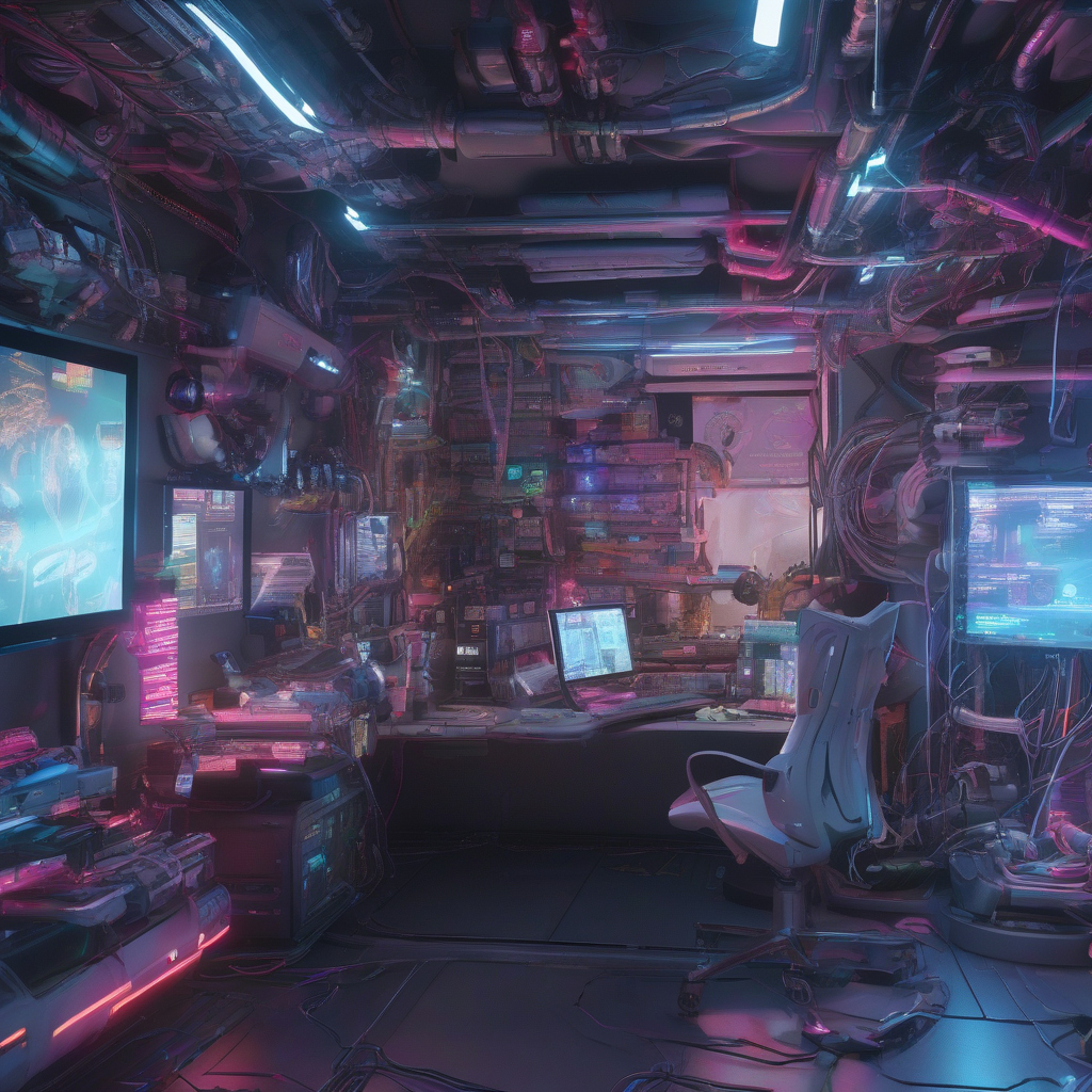 Another cyberpunk guy at a computer